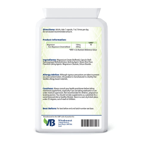 Magnesium Citrate 500mg by NatureBell - High Bioavailability Formula for Heart Health, Muscle Recovery, and Optimal Digestion - 240 Capsules