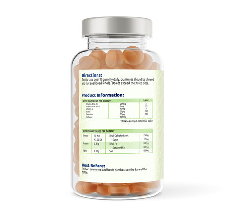Tasty Pineapple-Flavored Collagen Gummies Supporting Hydration, Elasticity, and Mobility.
