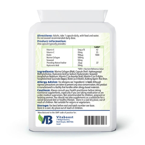 Collagen + Hyaluronic Acid with CoQ10 & Vitamins A, C, D, B12, and Zinc | Joint & Skin Support | Collagen Hydrolysate - 60 Capsules by Nutralie