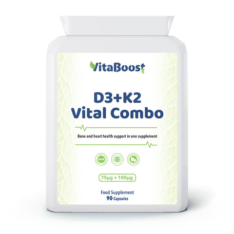 Vitaboost Vitamin D3 3000 IU + K2 MK7 – Supports bone strength, heart health, and immune function with premium Natto-sourced K2.